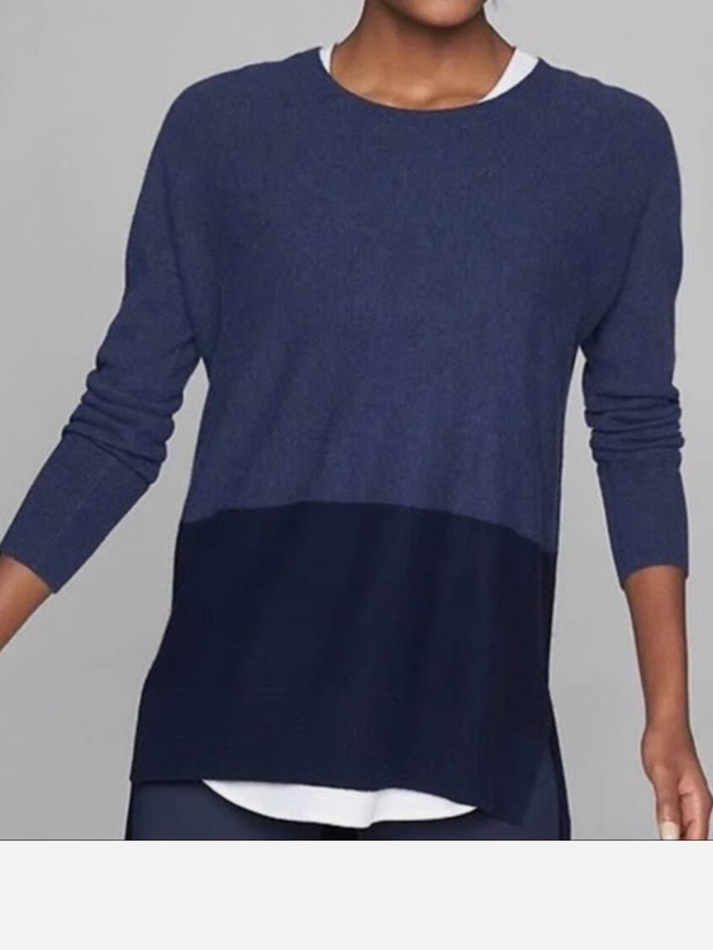 Athleta Stargazer Wool Cashmere Blend Colorblock Sweater Small Navy Tunic - Picture 1 of 9